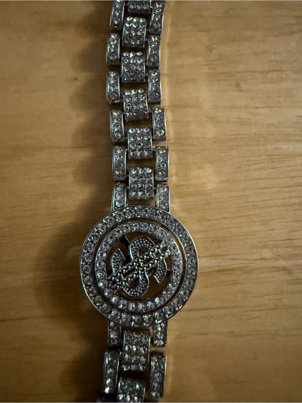 Silver Crystal-Embellished Women's Bracelet Watch spinner